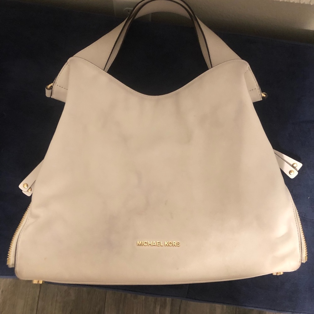 White Leather Michael Kors Satchel Bag